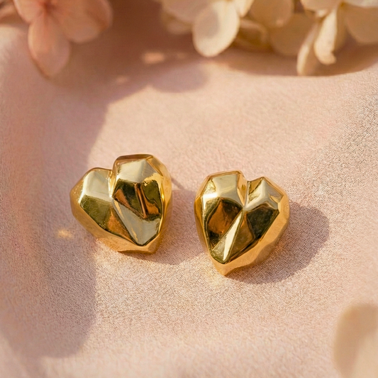 Aurora Facet Heart Studs