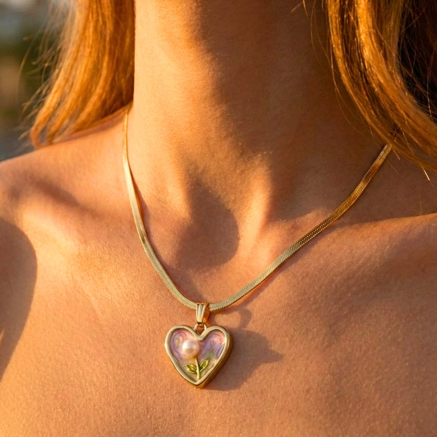 Pearl Meadow Heart Necklace (Pink)